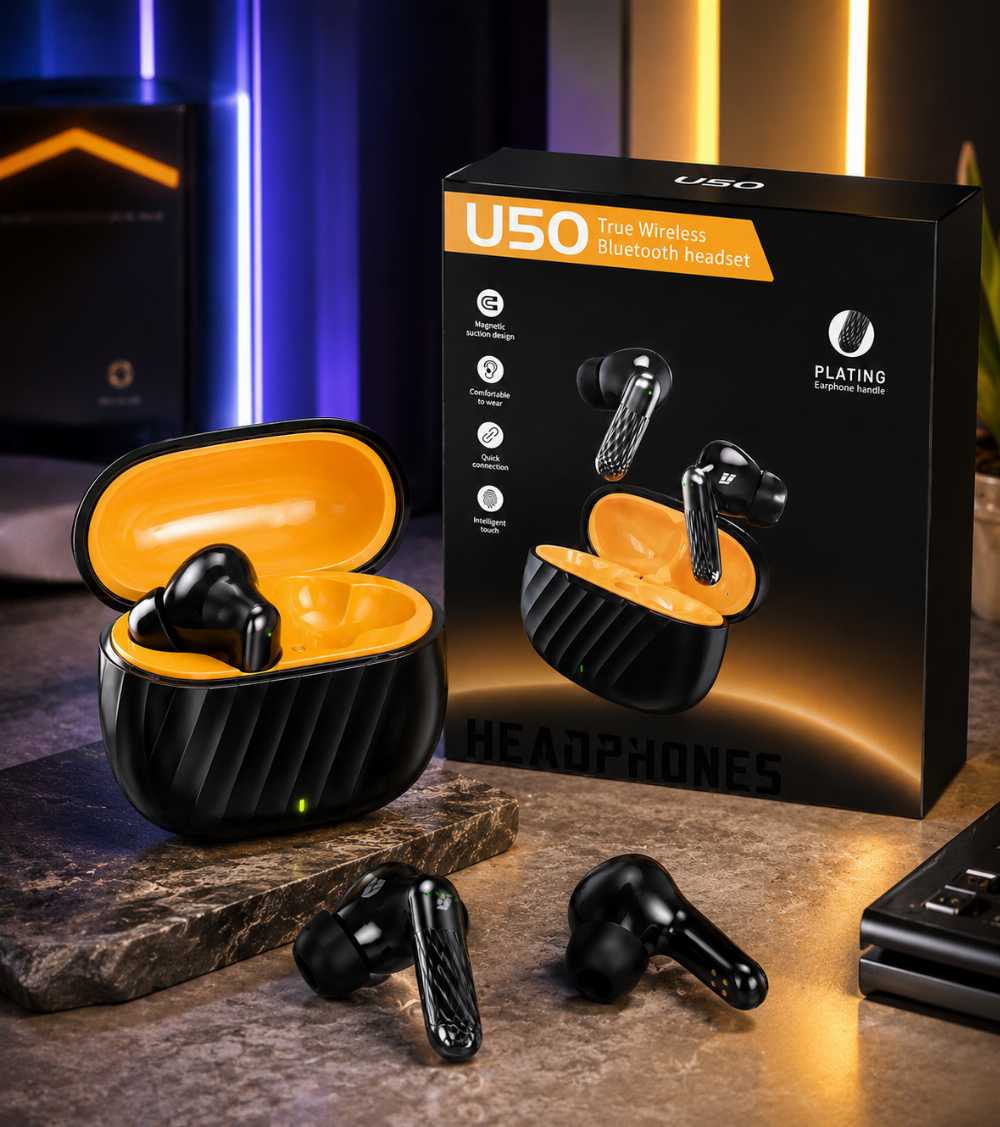 U50 True Wireless Bluetooth Earbuds with Charging Case | Hi-Fi Stereo Sound | Smart Touch Control | Premium TWS Headset